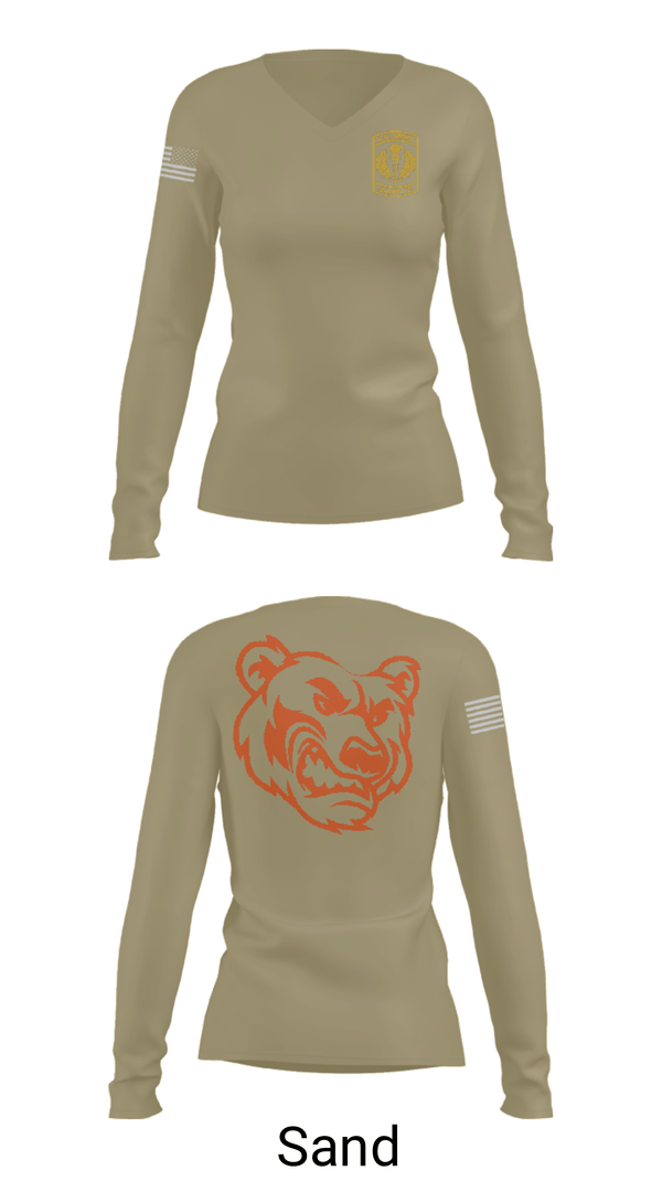 Women's Long Sleeve Vneck Shirt, , Army, Teamtime, Team time, sublimation, custom sports apparel, team uniforms, spirit wear, spiritwear, sports uniforms, custom shirts, team store, custom team store, fundraiser sports, apparel fundraiser