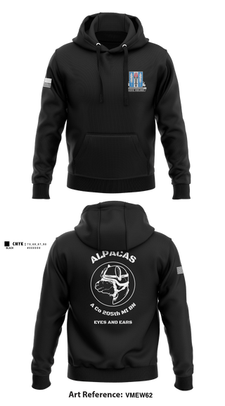 Hoodie, Alpha Company 205th MI BN, Army, Teamtime, Team time, sublimation, custom sports apparel, team uniforms, spirit wear, spiritwear, sports uniforms, custom shirts, team store, custom team store, fundraiser sports, apparel fundraiser