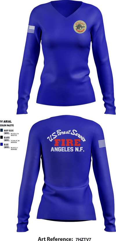 Chilao fire camp 45383717 Women's Long Sleeve V-neck Shirt - 6