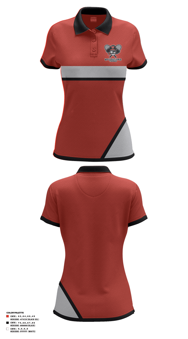 Women's Short Sleeve Performance Polo, Wellesley High School Girls Tennis, Tennis, Teamtime, Team time, sublimation, custom sports apparel, team uniforms, spirit wear, spiritwear, sports uniforms, custom shirts, team store, custom team store, fundraiser sports, apparel fundraiser