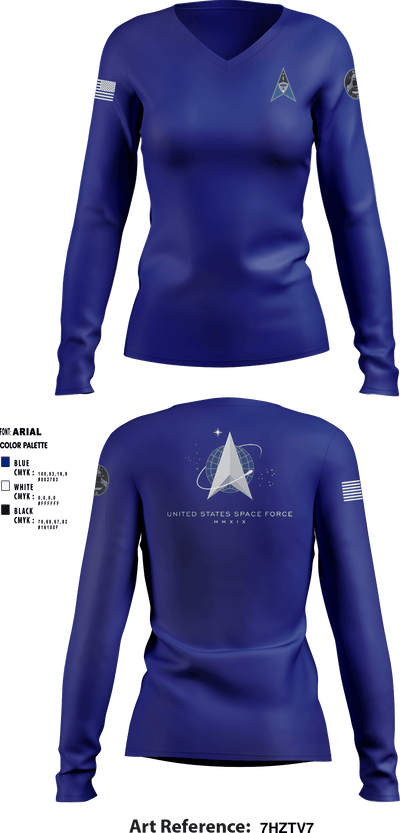 Space Delta 6 88336787 Women's Long Sleeve V-neck Shirt - 1
