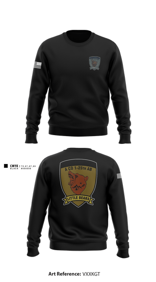 Crew Neck Sweatshirt, A Co. 1-25 AB, Army, Teamtime, Team time, sublimation, custom sports apparel, team uniforms, spirit wear, spiritwear, sports uniforms, custom shirts, team store, custom team store, fundraiser sports, apparel fundraiser