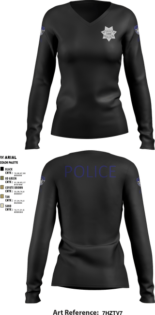 Women's Long Sleeve Vneck Shirt, Willits Little Lake JRTF, Police, Teamtime, Team time, sublimation, custom sports apparel, team uniforms, spirit wear, spiritwear, sports uniforms, custom shirts, team store, custom team store, fundraiser sports, apparel fundraiser