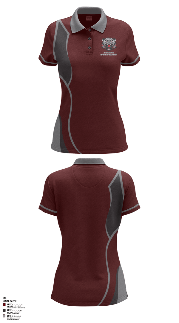 Women's Short Sleeve Performance Polo, BRUINS, Wrestling, Teamtime, Team time, sublimation, custom sports apparel, team uniforms, spirit wear, spiritwear, sports uniforms, custom shirts, team store, custom team store, fundraiser sports, apparel fundraiser