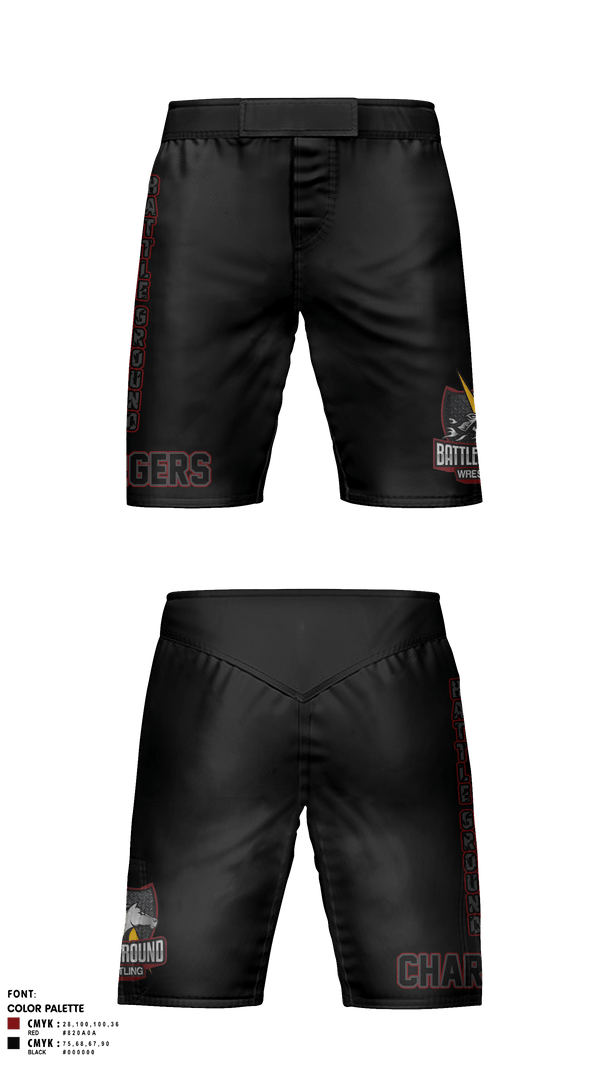 Fight Shorts, BATTLEGROUND WRESTLING, Wrestling, Teamtime, Team time, sublimation, custom sports apparel, team uniforms, spirit wear, spiritwear, sports uniforms, custom shirts, team store, custom team store, fundraiser sports, apparel fundraiser