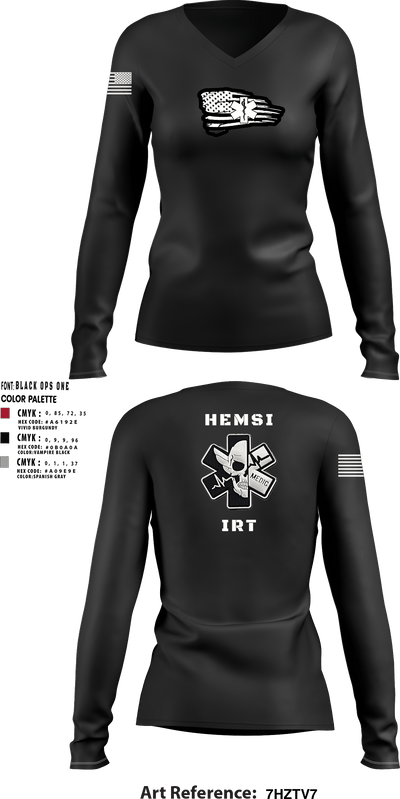 HEMSI IRT 96386467 Women's Long Sleeve V-neck Shirt - 1