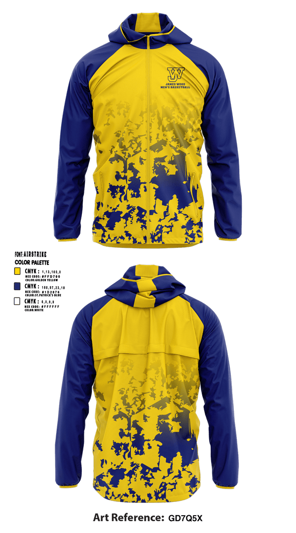 Windbreaker, James Wood High School Basketball, Men's Basketball, Teamtime, Team time, sublimation, custom sports apparel, team uniforms, spirit wear, spiritwear, sports uniforms, custom shirts, team store, custom team store, fundraiser sports, apparel fundraiser
