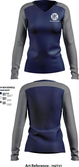 Women's Long Sleeve Vneck Shirt, Kent Island Youth Softball, Spirit Store, Teamtime, Team time, sublimation, custom sports apparel, team uniforms, spirit wear, spiritwear, sports uniforms, custom shirts, team store, custom team store, fundraiser sports, apparel fundraiser