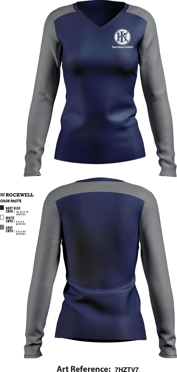 Women's Long Sleeve Vneck Shirt, Kent Island Youth Softball, Spirit Store, Teamtime, Team time, sublimation, custom sports apparel, team uniforms, spirit wear, spiritwear, sports uniforms, custom shirts, team store, custom team store, fundraiser sports, apparel fundraiser