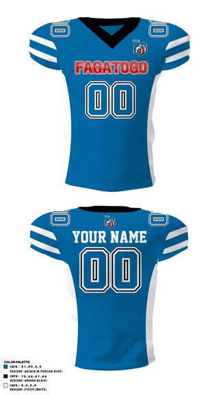Football Jersey, Fagatogo Blues, Football, Teamtime, Team time, sublimation, custom sports apparel, team uniforms, spirit wear, spiritwear, sports uniforms, custom shirts, team store, custom team store, fundraiser sports, apparel fundraiser