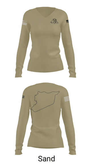 Women's Long Sleeve Vneck Shirt, , Army, Teamtime, Team time, sublimation, custom sports apparel, team uniforms, spirit wear, spiritwear, sports uniforms, custom shirts, team store, custom team store, fundraiser sports, apparel fundraiser