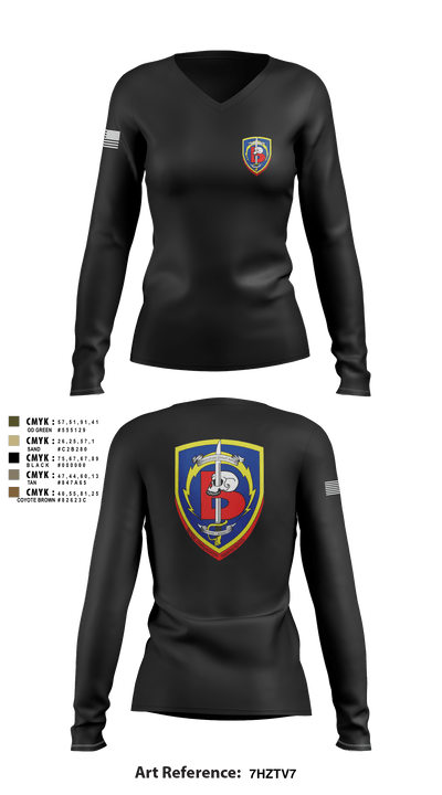 Bravo Squad 34987155 Women's Long Sleeve V-neck Shirt - 1