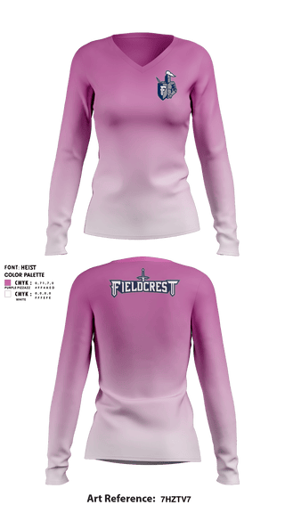 Women's Long Sleeve Vneck Shirt, Fieldcrest High School, Spirit Store, Teamtime, Team time, sublimation, custom sports apparel, team uniforms, spirit wear, spiritwear, sports uniforms, custom shirts, team store, custom team store, fundraiser sports, apparel fundraiser