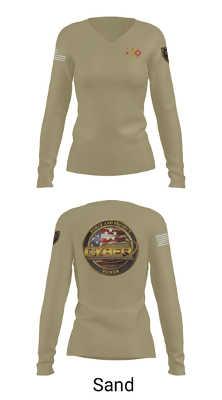 Women's Long Sleeve Vneck Shirt, , Army, Teamtime, Team time, sublimation, custom sports apparel, team uniforms, spirit wear, spiritwear, sports uniforms, custom shirts, team store, custom team store, fundraiser sports, apparel fundraiser