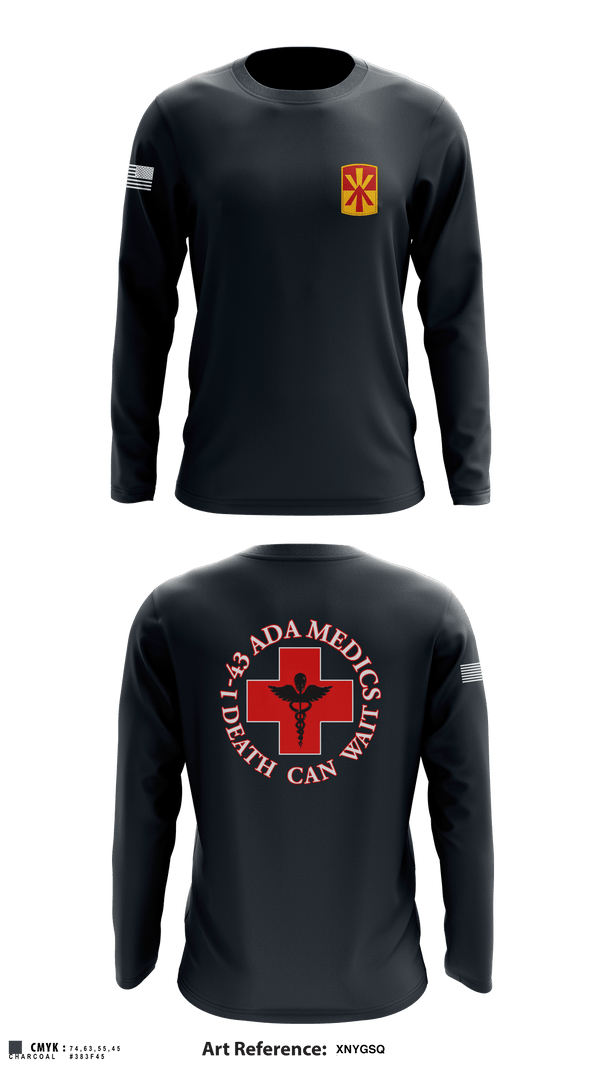 Long Sleeve Performance Shirt, Medics, 1-43 ADA, Army, Teamtime, Team time, sublimation, custom sports apparel, team uniforms, spirit wear, spiritwear, sports uniforms, custom shirts, team store, custom team store, fundraiser sports, apparel fundraiser