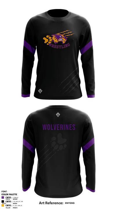 Bayfield High School Wolverine Wrestling 12563636 Long Sleeve Rash Guard Shirt - 3