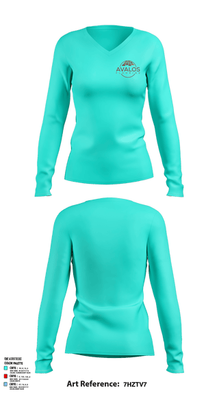 Women's Long Sleeve Vneck Shirt, Avalos Flooring, , Teamtime, Team time, sublimation, custom sports apparel, team uniforms, spirit wear, spiritwear, sports uniforms, custom shirts, team store, custom team store, fundraiser sports, apparel fundraiser