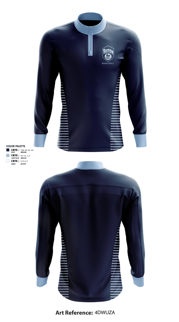 Quarter Zip Jacket, Triton Youth Basketball, Men's Basketball, Teamtime, Team time, sublimation, custom sports apparel, team uniforms, spirit wear, spiritwear, sports uniforms, custom shirts, team store, custom team store, fundraiser sports, apparel fundraiser