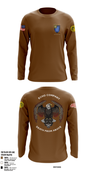 Long Sleeve Performance Shirt, E Co 3-34 IN REG “Death from above”, Army, Teamtime, Team time, sublimation, custom sports apparel, team uniforms, spirit wear, spiritwear, sports uniforms, custom shirts, team store, custom team store, fundraiser sports, apparel fundraiser