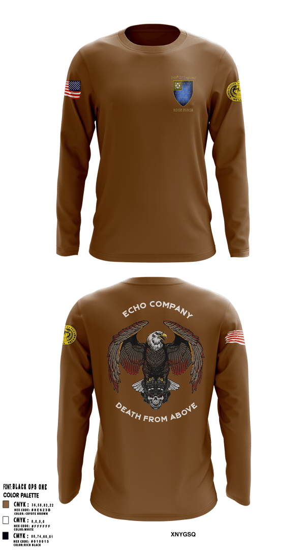 Long Sleeve Performance Shirt, E Co 3-34 IN REG “Death from above”, Army, Teamtime, Team time, sublimation, custom sports apparel, team uniforms, spirit wear, spiritwear, sports uniforms, custom shirts, team store, custom team store, fundraiser sports, apparel fundraiser