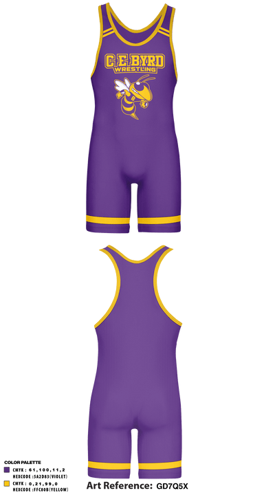 C E Byrd High School Wrestling 7415624 Wrestling Singlet - 1