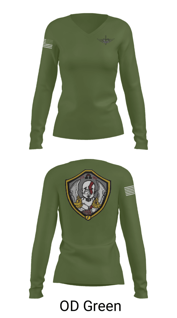Women's Long Sleeve Vneck Shirt, , Army, Teamtime, Team time, sublimation, custom sports apparel, team uniforms, spirit wear, spiritwear, sports uniforms, custom shirts, team store, custom team store, fundraiser sports, apparel fundraiser