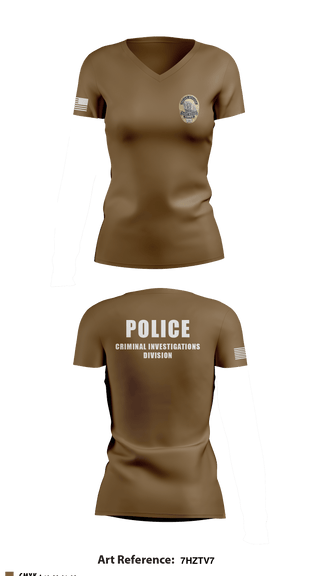 Women's Short Sleeve Vneck Shirt, POLICE CRIMINAL INVESTIGATIONS DIVISION, , Teamtime, Team time, sublimation, custom sports apparel, team uniforms, spirit wear, spiritwear, sports uniforms, custom shirts, team store, custom team store, fundraiser sports, apparel fundraiser