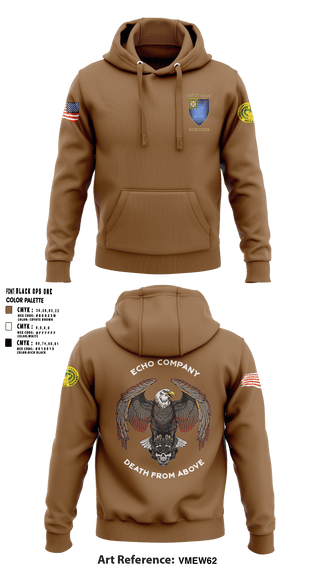 Hoodie, E Co 3-34 IN REG “Death from above”, Army, Teamtime, Team time, sublimation, custom sports apparel, team uniforms, spirit wear, spiritwear, sports uniforms, custom shirts, team store, custom team store, fundraiser sports, apparel fundraiser