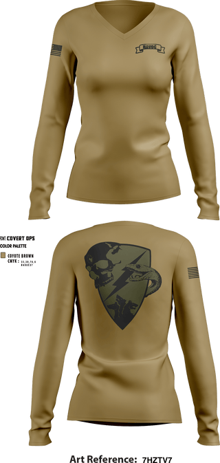 Women's Long Sleeve Vneck Shirt, , Army, Teamtime, Team time, sublimation, custom sports apparel, team uniforms, spirit wear, spiritwear, sports uniforms, custom shirts, team store, custom team store, fundraiser sports, apparel fundraiser