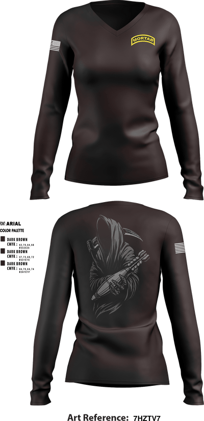 BASHER PLATOON 6768225 Women's Long Sleeve V-neck Shirt - 1