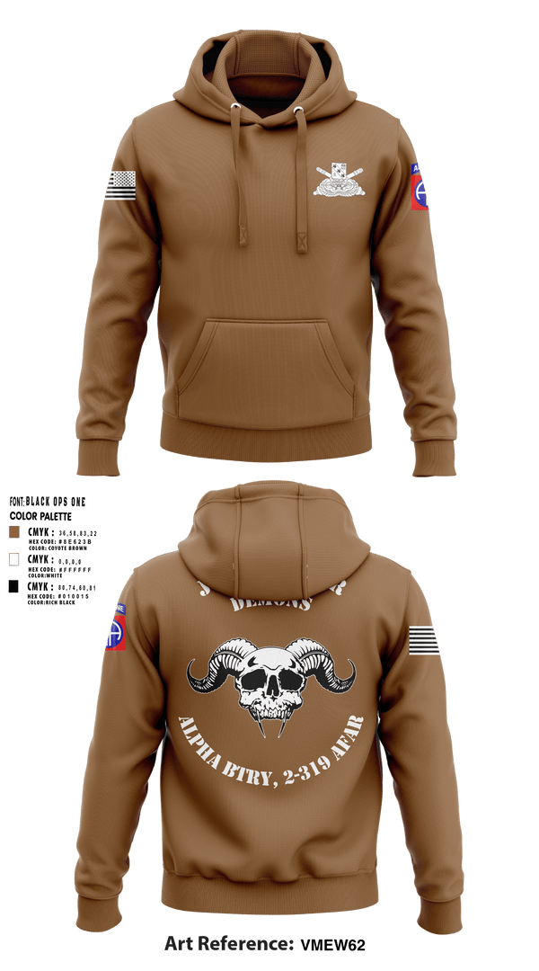 Hoodie, ALPHA BTRY, 2-319th AFAR, Army, Teamtime, Team time, sublimation, custom sports apparel, team uniforms, spirit wear, spiritwear, sports uniforms, custom shirts, team store, custom team store, fundraiser sports, apparel fundraiser