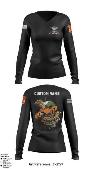 Women's Long Sleeve Vneck Shirt, , Army, Teamtime, Team time, sublimation, custom sports apparel, team uniforms, spirit wear, spiritwear, sports uniforms, custom shirts, team store, custom team store, fundraiser sports, apparel fundraiser