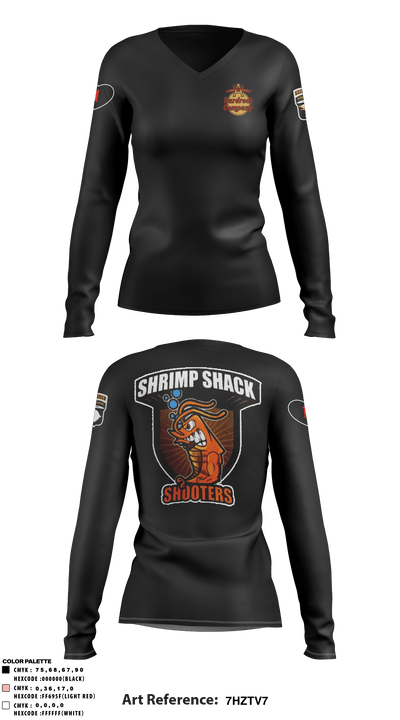 Shrimp Shack Shooters 38335157 Women's Long Sleeve V-neck Shirt - 1