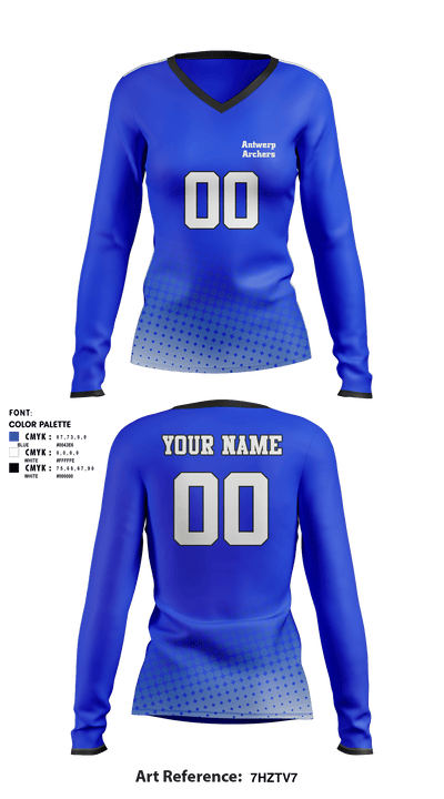 Antwerp Archers 64995589 Women's Long Sleeve V-neck Shirt - 1