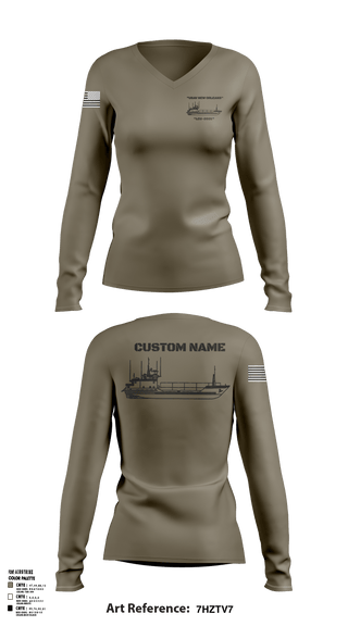 Women's Long Sleeve Vneck Shirt, , Army, Teamtime, Team time, sublimation, custom sports apparel, team uniforms, spirit wear, spiritwear, sports uniforms, custom shirts, team store, custom team store, fundraiser sports, apparel fundraiser