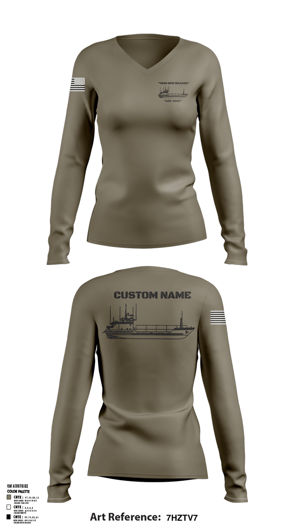 Women's Long Sleeve Vneck Shirt, , Army, Teamtime, Team time, sublimation, custom sports apparel, team uniforms, spirit wear, spiritwear, sports uniforms, custom shirts, team store, custom team store, fundraiser sports, apparel fundraiser