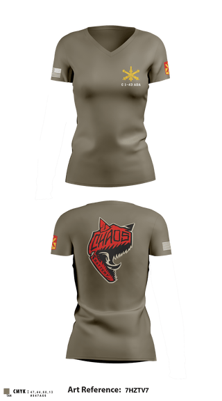 Women's Short Sleeve Vneck Shirt, C 1-43 ADA, Army, Teamtime, Team time, sublimation, custom sports apparel, team uniforms, spirit wear, spiritwear, sports uniforms, custom shirts, team store, custom team store, fundraiser sports, apparel fundraiser