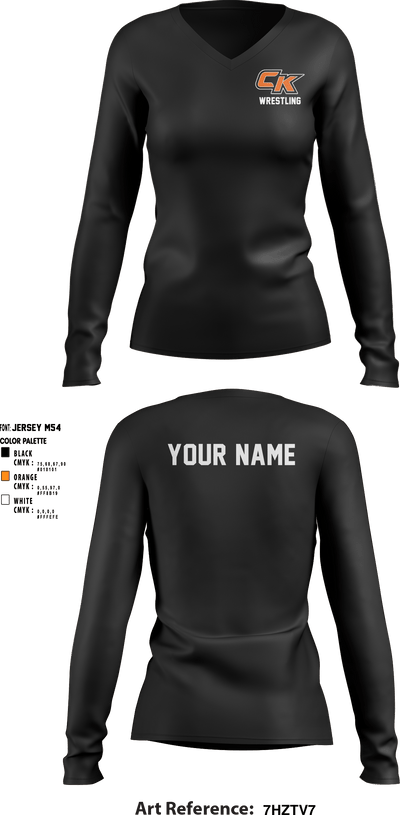 CK Wrestling 95145120 Women's Long Sleeve V-neck Shirt - 2