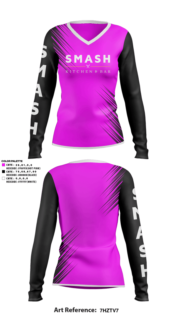 Women's Long Sleeve Vneck Shirt, SMASH, Softball, Teamtime, Team time, sublimation, custom sports apparel, team uniforms, spirit wear, spiritwear, sports uniforms, custom shirts, team store, custom team store, fundraiser sports, apparel fundraiser
