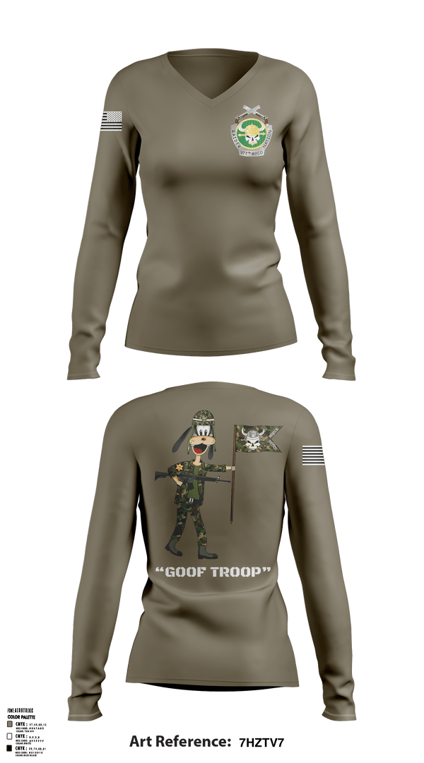 Women's Long Sleeve Vneck Shirt, , Army, Teamtime, Team time, sublimation, custom sports apparel, team uniforms, spirit wear, spiritwear, sports uniforms, custom shirts, team store, custom team store, fundraiser sports, apparel fundraiser