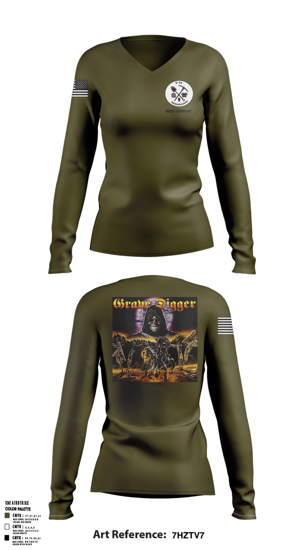 Women's Long Sleeve Vneck Shirt, , Army, Teamtime, Team time, sublimation, custom sports apparel, team uniforms, spirit wear, spiritwear, sports uniforms, custom shirts, team store, custom team store, fundraiser sports, apparel fundraiser