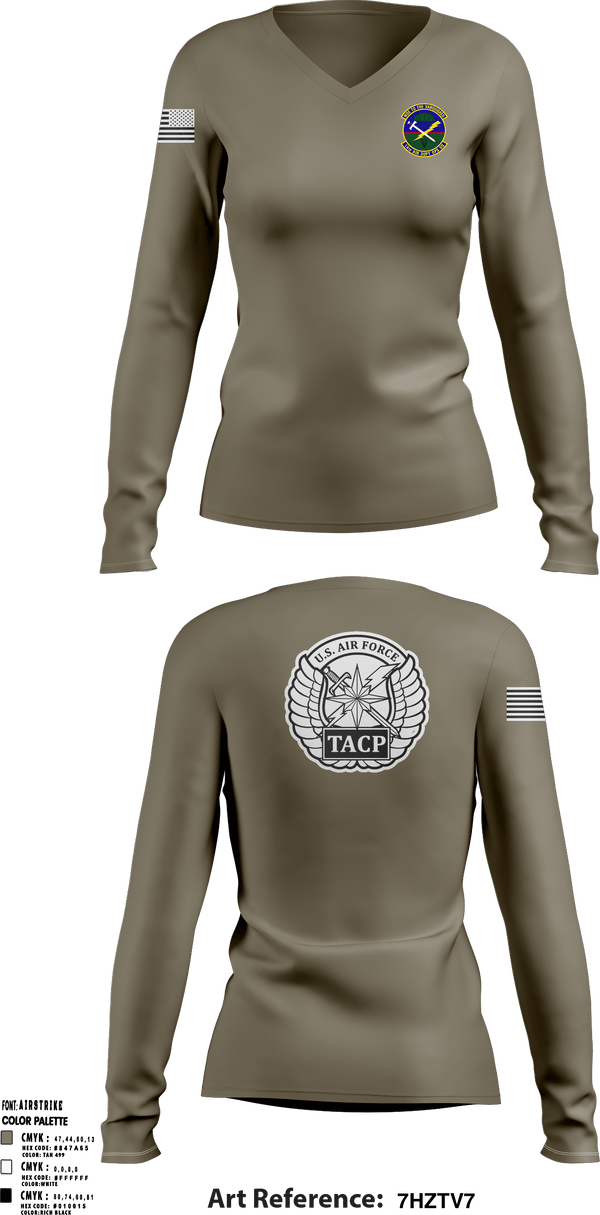 Women's Long Sleeve Vneck Shirt, , Air Force, Teamtime, Team time, sublimation, custom sports apparel, team uniforms, spirit wear, spiritwear, sports uniforms, custom shirts, team store, custom team store, fundraiser sports, apparel fundraiser
