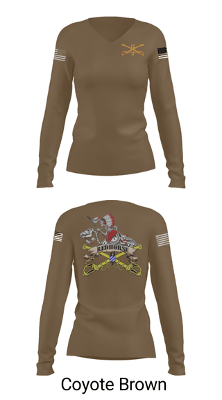 Women's Long Sleeve Vneck Shirt, , Army, Teamtime, Team time, sublimation, custom sports apparel, team uniforms, spirit wear, spiritwear, sports uniforms, custom shirts, team store, custom team store, fundraiser sports, apparel fundraiser