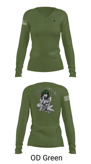 Women's Long Sleeve Vneck Shirt, , Army, Teamtime, Team time, sublimation, custom sports apparel, team uniforms, spirit wear, spiritwear, sports uniforms, custom shirts, team store, custom team store, fundraiser sports, apparel fundraiser