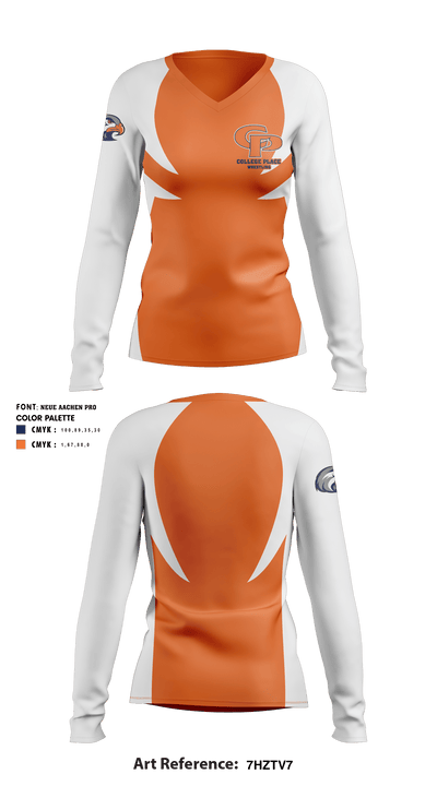 College Place High School Wrestling 47921319 Women's Long Sleeve V-neck Shirt - 3