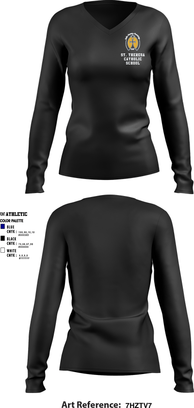 St. Theresa Catholic School 5103712 Women's Long Sleeve V-neck Shirt - 2