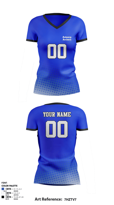 Antwerp Archers 64995589 Women's Short Sleeve V-neck Shirt - 1