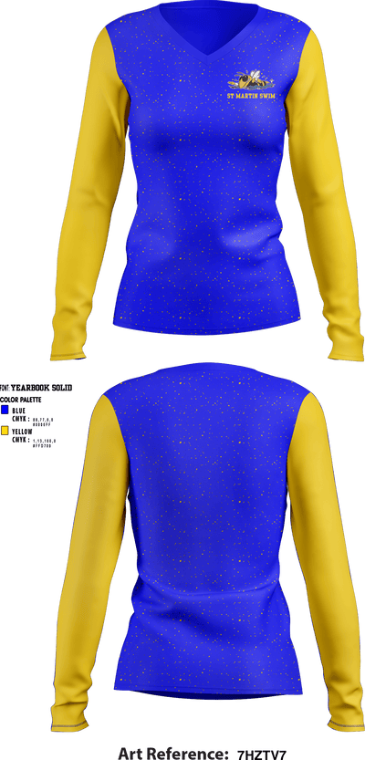 St Martin High School Swimming 70383314 Women's Long Sleeve V-neck Shirt - 1