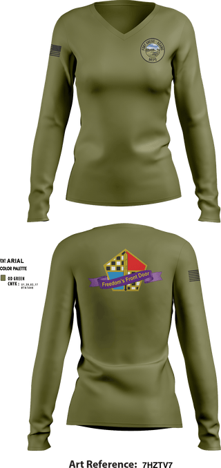 Women's Long Sleeve Vneck Shirt, Fort Gregg-Adams MEPS, Army, Teamtime, Team time, sublimation, custom sports apparel, team uniforms, spirit wear, spiritwear, sports uniforms, custom shirts, team store, custom team store, fundraiser sports, apparel fundraiser
