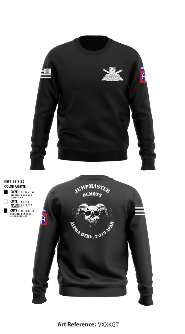 Crew Neck Sweatshirt, ALPHA BTRY, 2-319th AFAR, Army, Teamtime, Team time, sublimation, custom sports apparel, team uniforms, spirit wear, spiritwear, sports uniforms, custom shirts, team store, custom team store, fundraiser sports, apparel fundraiser